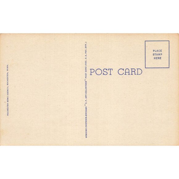 Postcard New Post Office Rochester, Minn Vintage Linen Unposted 1930-1950 - Picture 2 of 2